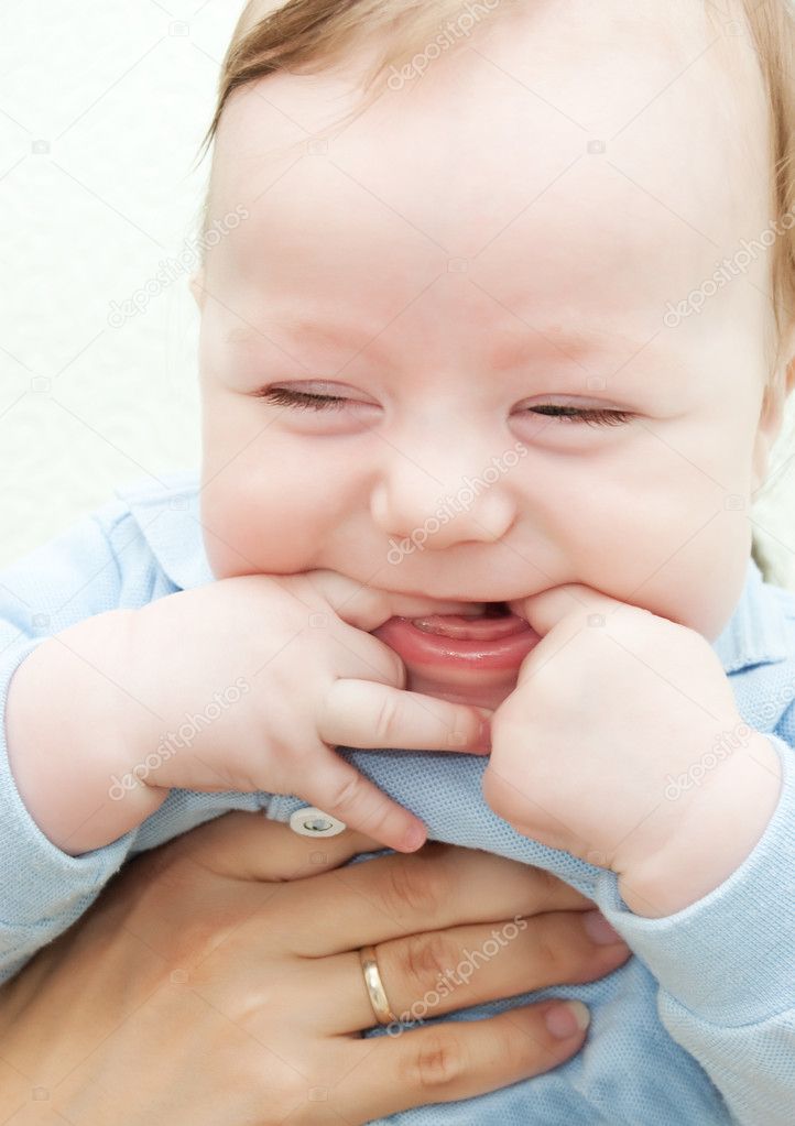 Adorable laughing baby boy