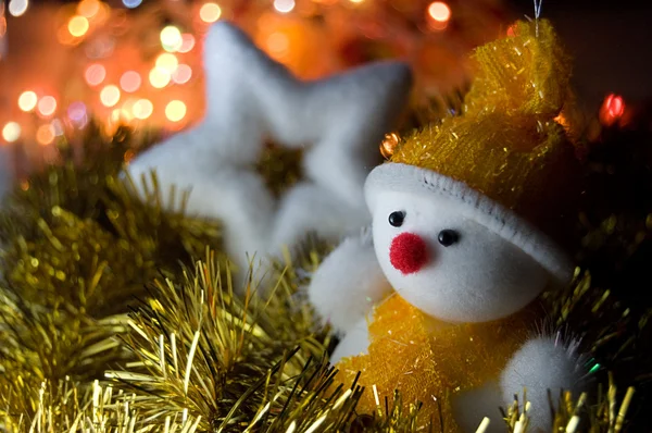 Natale pupazzo di neve e stella — Foto Stock
