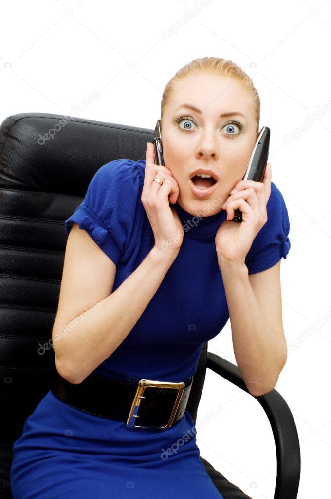 Busy and shocked businesswoman