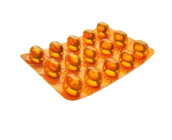 Yellow pills close-up — Stock Photo, Image