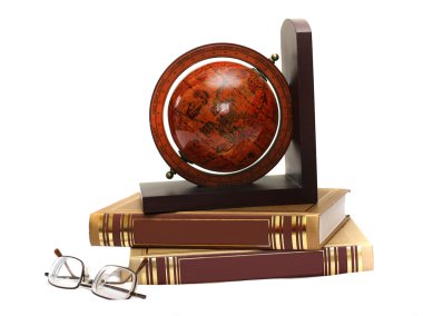 Globe, two books and glasses clipart
