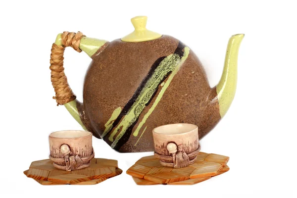 Teapot and two cups — Stock Photo, Image