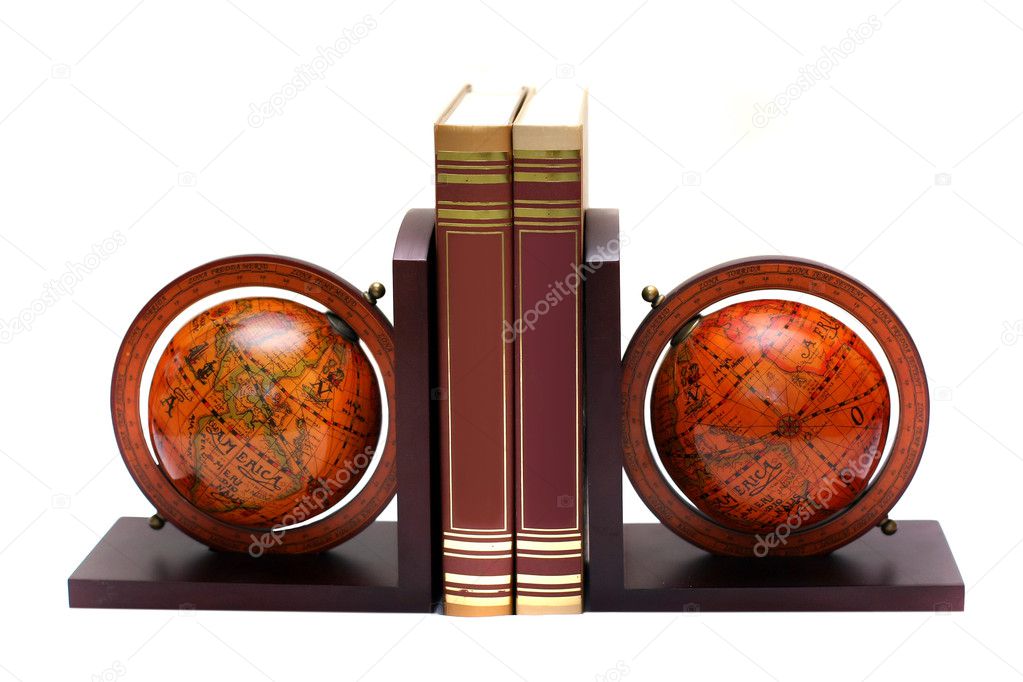 Two globes on a stand