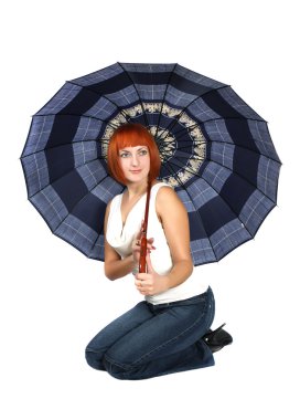 Beautiful girl with an open umbrella clipart