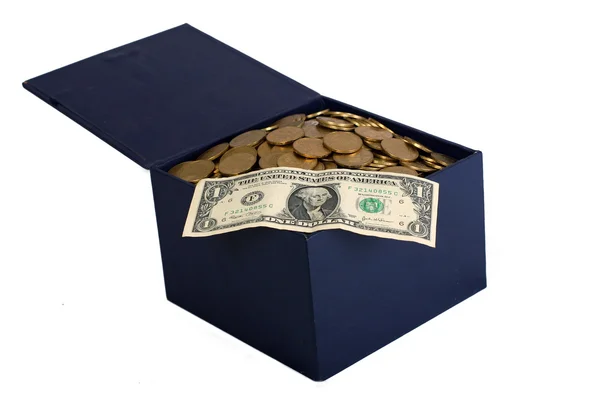 stock image Box with coins