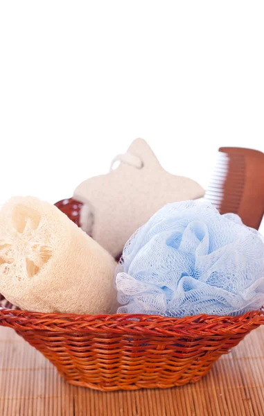 Basket with bath accessories — Stock Photo, Image