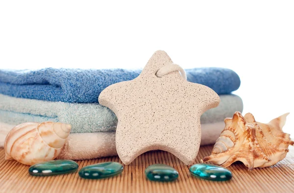 Pedra do pé e toalhas — Fotografia de Stock
