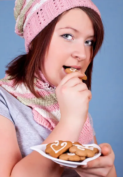 Menina com biscoitos — Fotografia de Stock