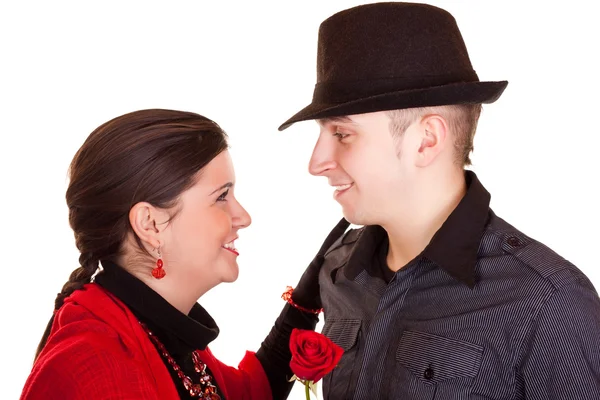 Uśmiechający się para na Walentynki — Zdjęcie stockowe
