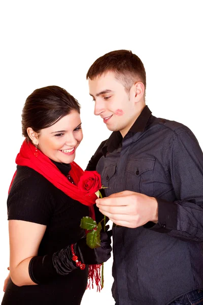 Giving her flower — Stock Photo, Image