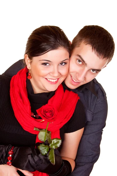 Couple and a rose — Stockfoto