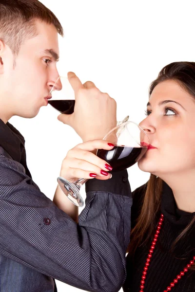 Para pijących wino — Zdjęcie stockowe