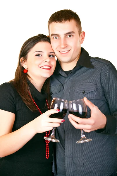 Ler par med rött vin — Stockfoto