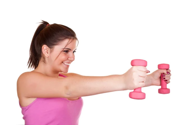 Hermosa chica haciendo ejercicio con pesas —  Fotos de Stock