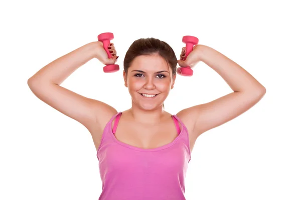 Chica haciendo ejercicio con pesas —  Fotos de Stock