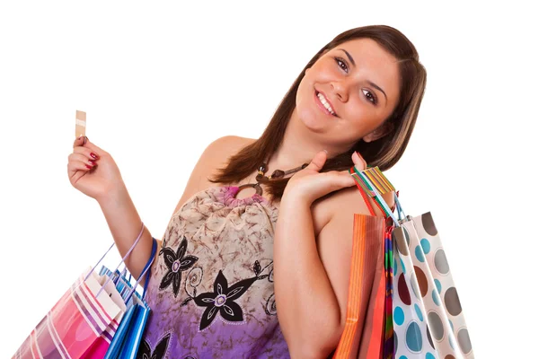 Happy shopping with credit card — Zdjęcie stockowe