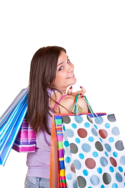 Šťastný nakupující žena — Stock fotografie