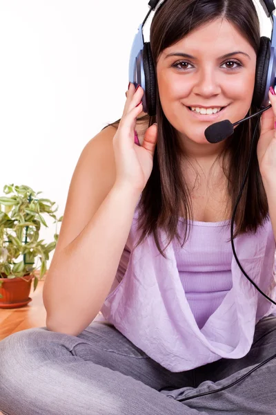 Close-up of girl with headphones — Stock Photo, Image