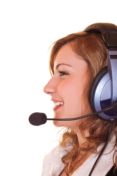 Close-up of woman with headset — Stock Photo, Image