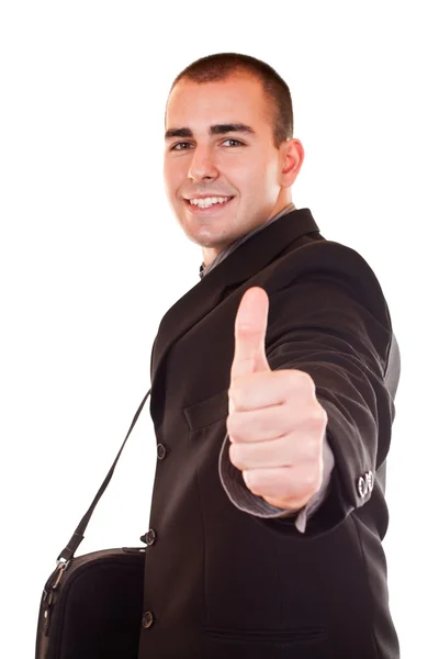 Молодий бізнесмен з великим пальцем вгору — стокове фото