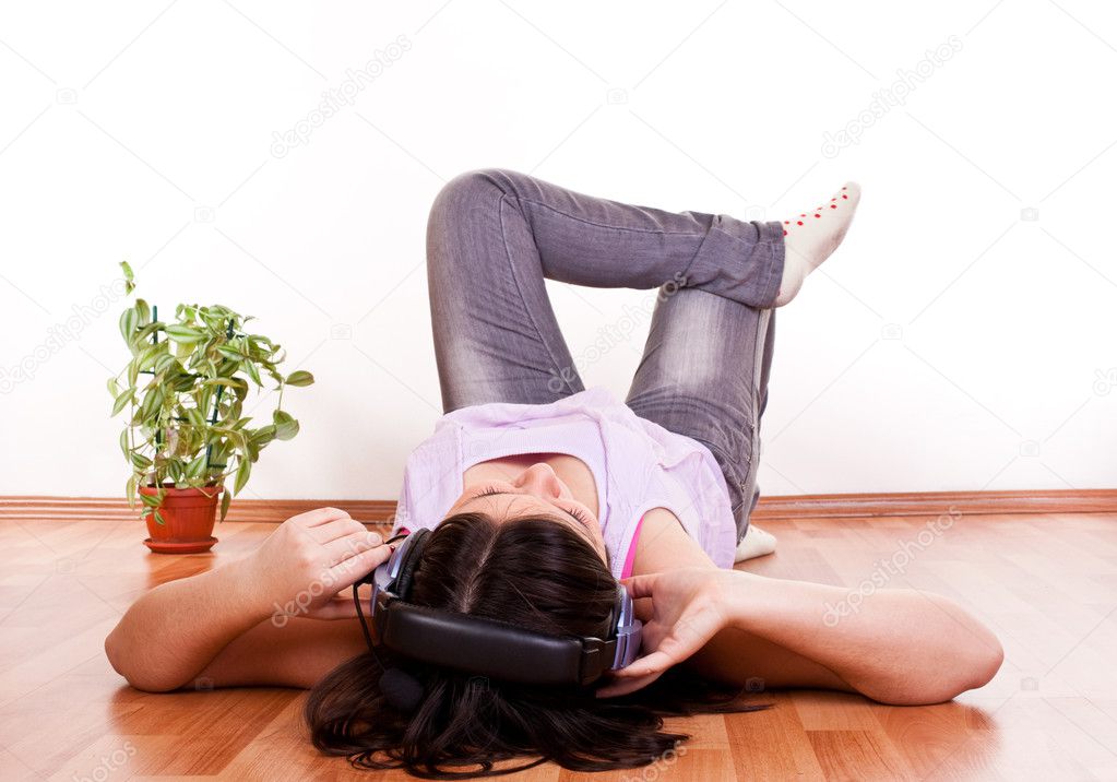Girl relaxing on the floor