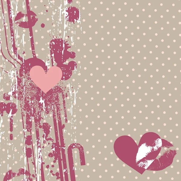 Roze hart kaart — Stockvector