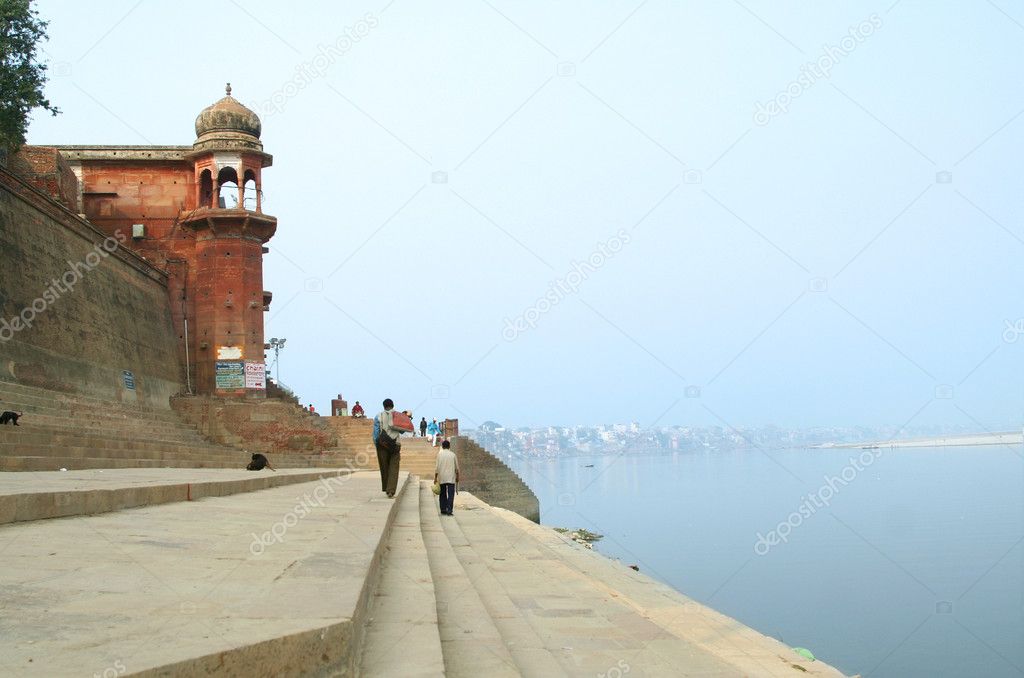 Tower. The Ganges, India, Varanasi