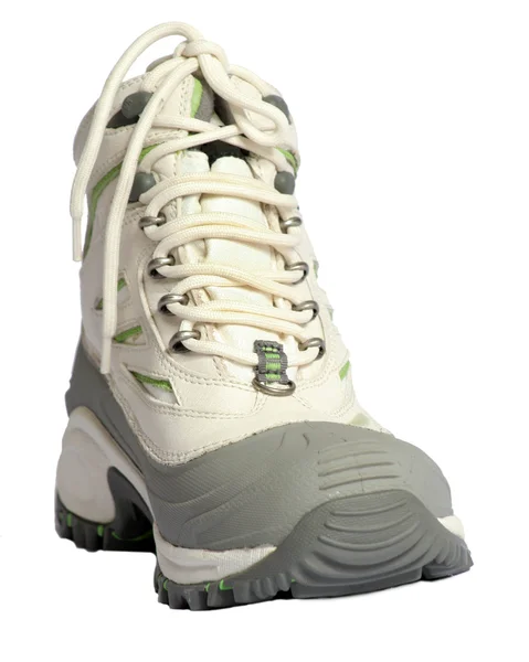 Grey and white new winter hiking boots — Stock Photo, Image