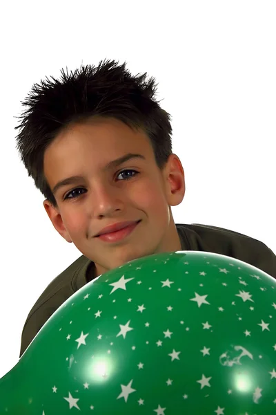 Chlapec drží balon — Stock fotografie
