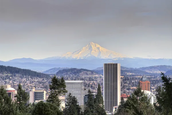 Portland belvárosában található skyline mount hood — Stock Fotó