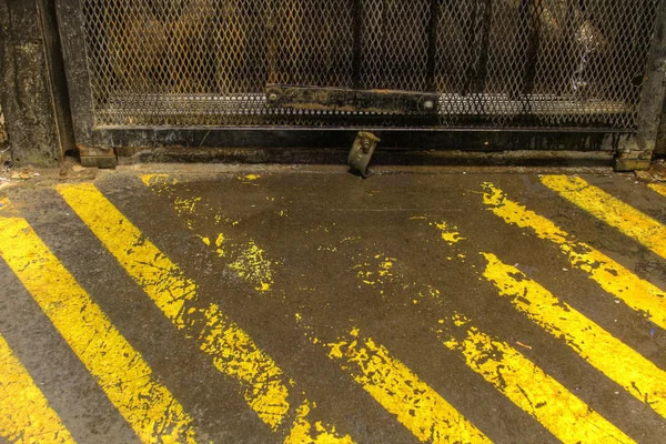 Warning Stripes by the Freight Elevator — Stock Photo, Image