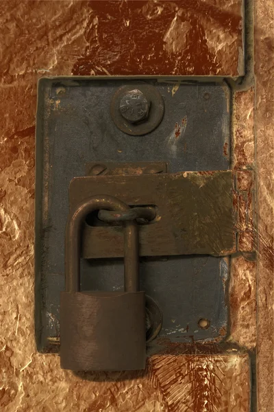 Bloqueio de almofada na porta de aço — Fotografia de Stock
