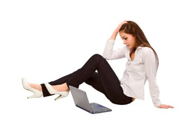 Beautiful businesswoman with laptop clipart