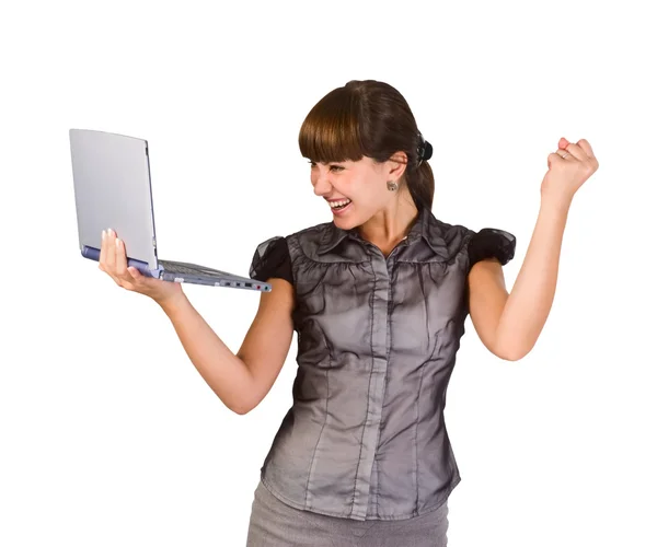Businesswoman z laptopem — Zdjęcie stockowe