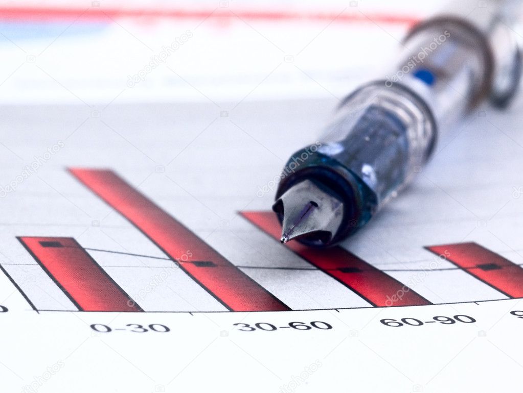 Fountain pen and Business charts — Stock Photo © levkro 1966319