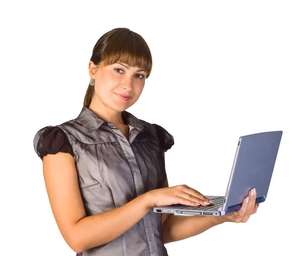 Hermosa mujer de negocios con ordenador portátil —  Fotos de Stock