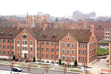 Buildings on a university campus clipart