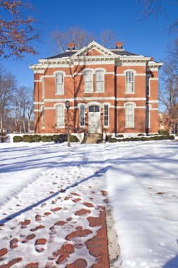 Building on a college campus in winter clipart