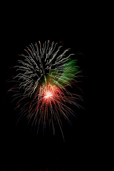 Green and red fireworks — Stock Photo, Image