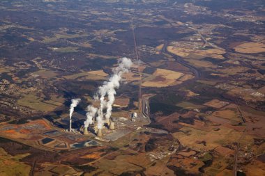 Aerial view of a power plant clipart