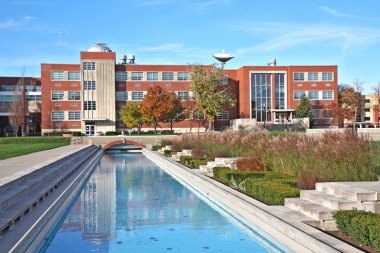 Building and reflecting pool clipart