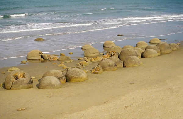 Moeraki rocas en la playa de Koekohe — Foto de Stock