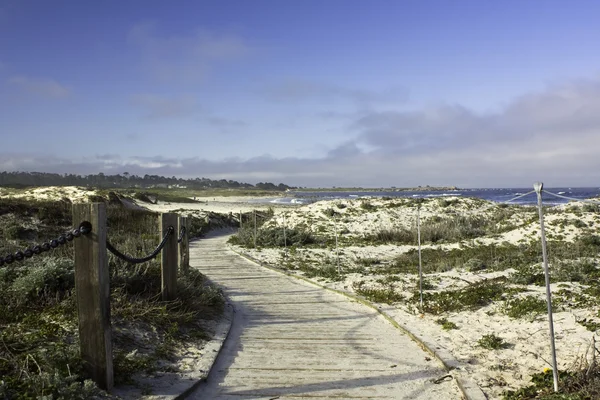 手すりや砂の砂丘の上の遊歩道 — ストック写真