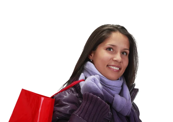 Kvinna med shoppingväska — Stockfoto