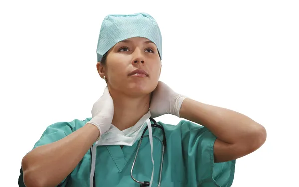 Trött kvinnliga läkare — Stockfoto