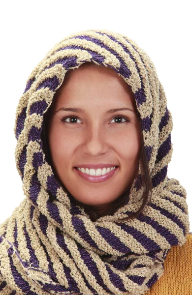 Portrait of a woman with a scarf — Stock Photo, Image