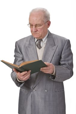 Senior man reading clipart