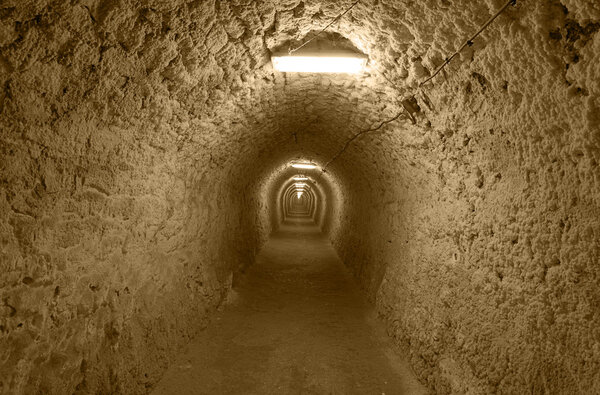 Stone tunnel in a salt mine located in Turda,Transylvania,Romania.