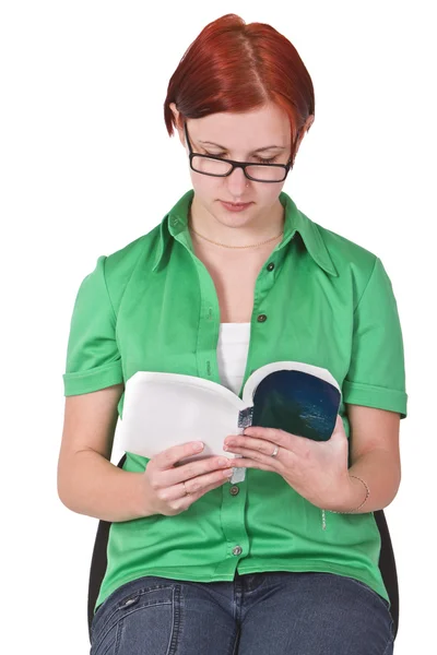 Redheaded girl reading — Stock Photo, Image