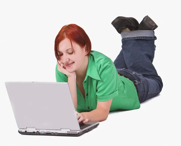 Adolescente com um laptop — Fotografia de Stock